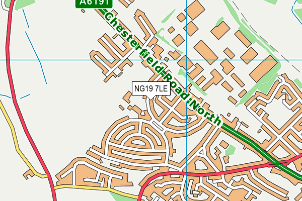 NG19 7LE map - OS VectorMap District (Ordnance Survey)