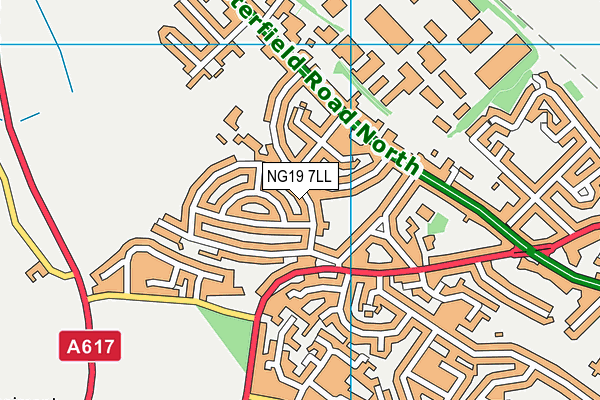 NG19 7LL map - OS VectorMap District (Ordnance Survey)