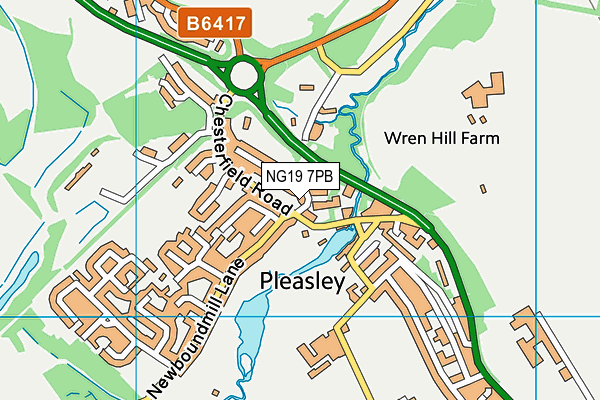 NG19 7PB map - OS VectorMap District (Ordnance Survey)