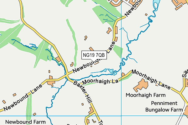 NG19 7QB map - OS VectorMap District (Ordnance Survey)