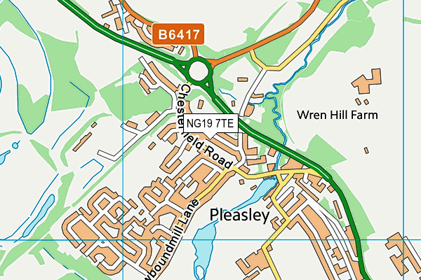 NG19 7TE map - OS VectorMap District (Ordnance Survey)