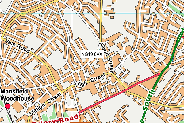 NG19 8AX map - OS VectorMap District (Ordnance Survey)