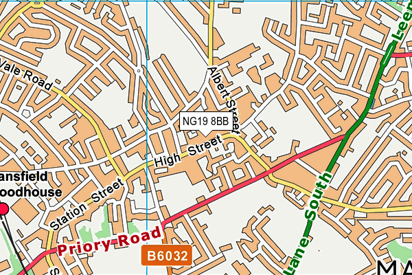 NG19 8BB map - OS VectorMap District (Ordnance Survey)