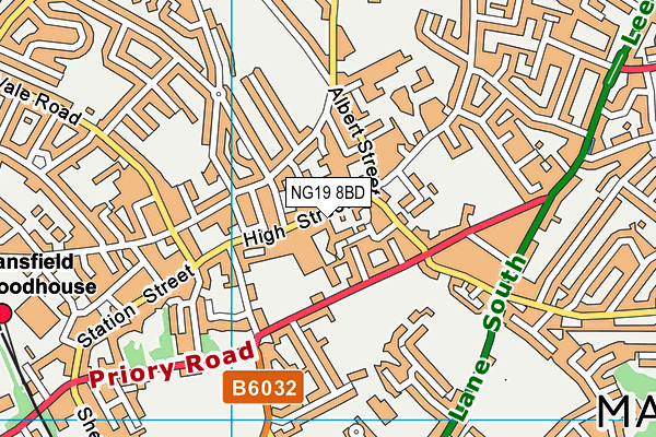 NG19 8BD map - OS VectorMap District (Ordnance Survey)