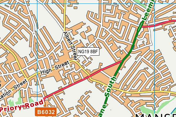 NG19 8BF map - OS VectorMap District (Ordnance Survey)