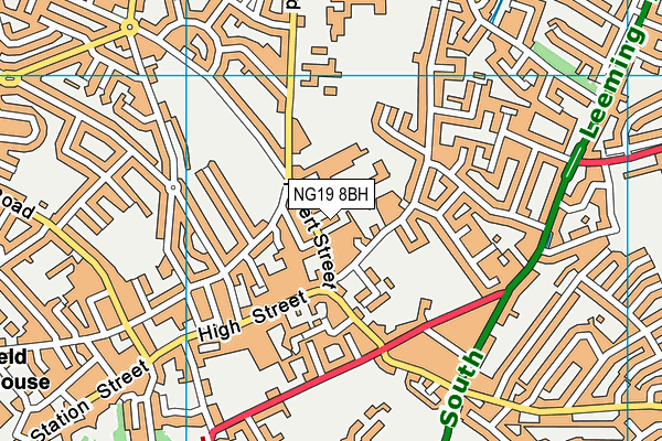 NG19 8BH map - OS VectorMap District (Ordnance Survey)