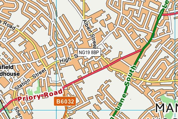 NG19 8BP map - OS VectorMap District (Ordnance Survey)