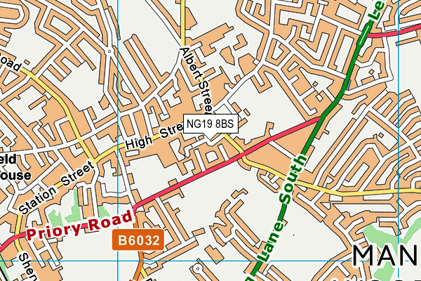 NG19 8BS map - OS VectorMap District (Ordnance Survey)