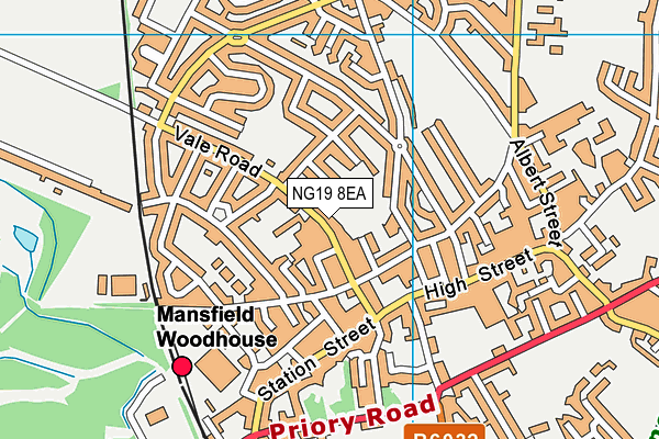 NG19 8EA map - OS VectorMap District (Ordnance Survey)