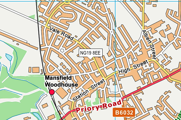 NG19 8EE map - OS VectorMap District (Ordnance Survey)