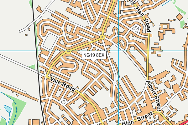 NG19 8EX map - OS VectorMap District (Ordnance Survey)