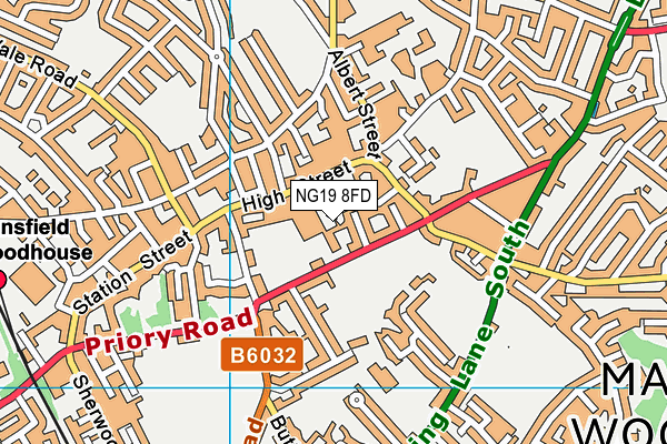 NG19 8FD map - OS VectorMap District (Ordnance Survey)