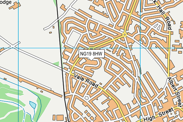 NG19 8HW map - OS VectorMap District (Ordnance Survey)