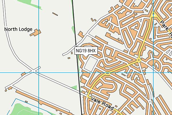 NG19 8HX map - OS VectorMap District (Ordnance Survey)