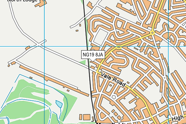 NG19 8JA map - OS VectorMap District (Ordnance Survey)