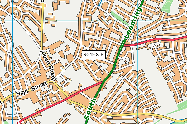 NG19 8JS map - OS VectorMap District (Ordnance Survey)