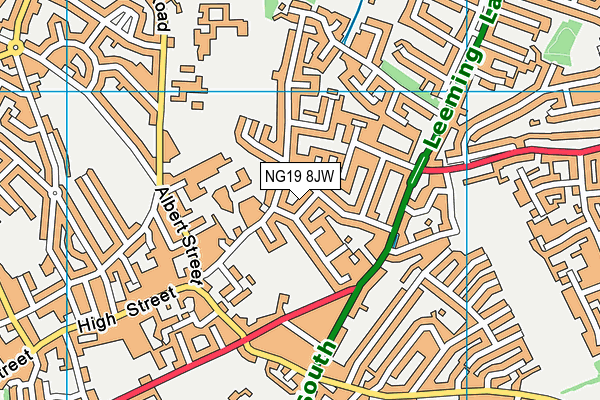 NG19 8JW map - OS VectorMap District (Ordnance Survey)