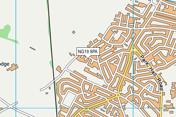 NG19 8PA map - OS VectorMap District (Ordnance Survey)
