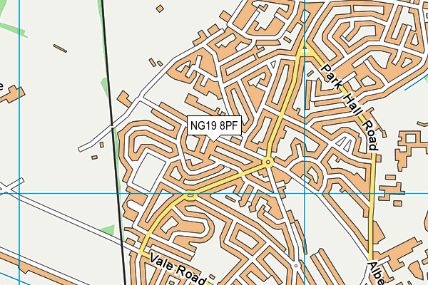 NG19 8PF map - OS VectorMap District (Ordnance Survey)