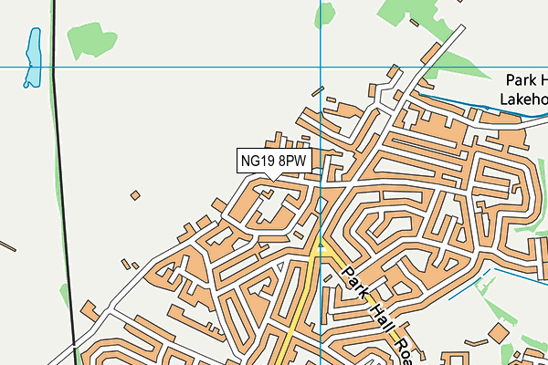 NG19 8PW map - OS VectorMap District (Ordnance Survey)