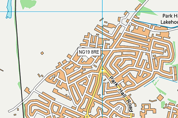 NG19 8RE map - OS VectorMap District (Ordnance Survey)