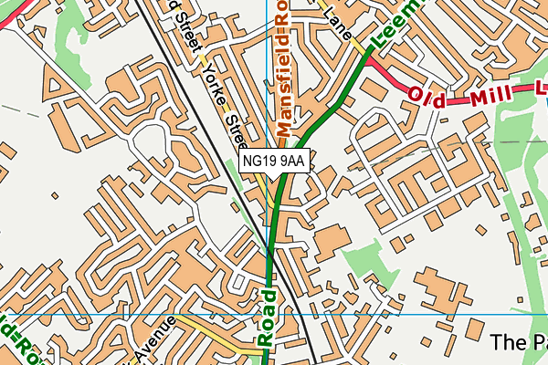 NG19 9AA map - OS VectorMap District (Ordnance Survey)