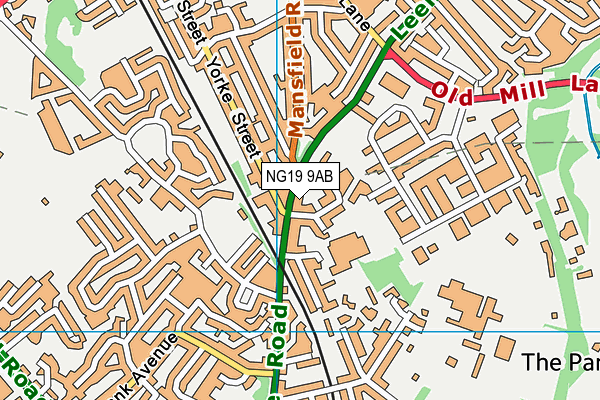 NG19 9AB map - OS VectorMap District (Ordnance Survey)