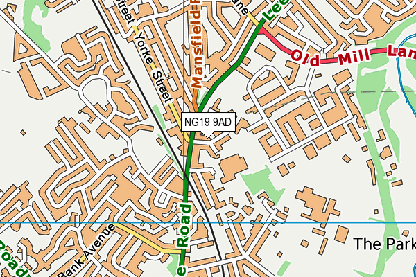 NG19 9AD map - OS VectorMap District (Ordnance Survey)