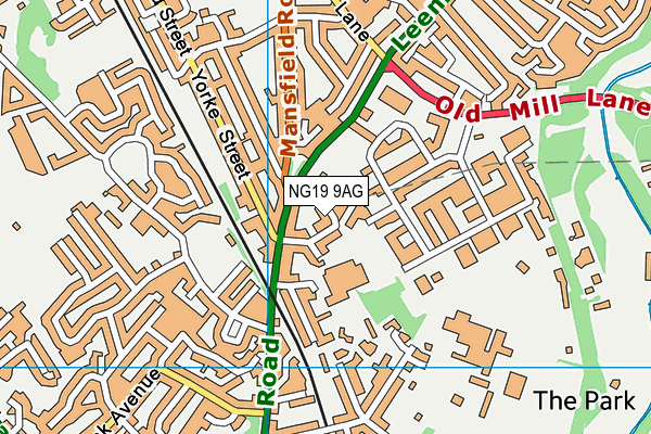 NG19 9AG map - OS VectorMap District (Ordnance Survey)