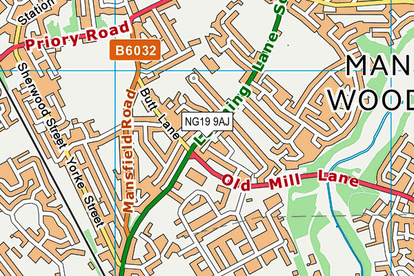 NG19 9AJ map - OS VectorMap District (Ordnance Survey)