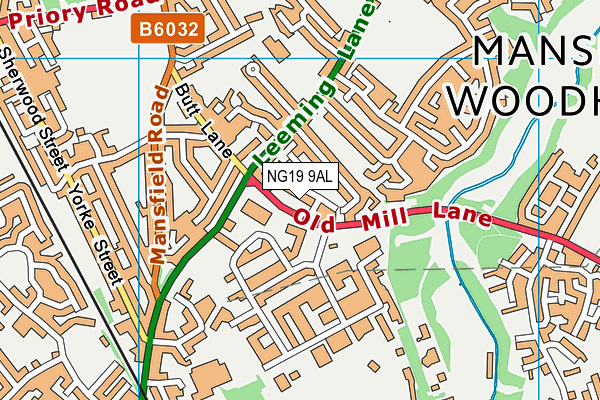 NG19 9AL map - OS VectorMap District (Ordnance Survey)