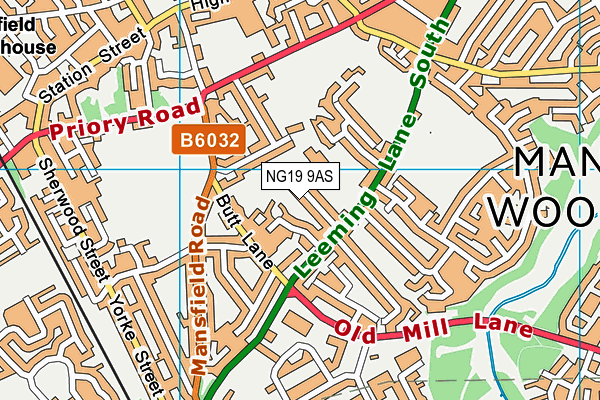 NG19 9AS map - OS VectorMap District (Ordnance Survey)