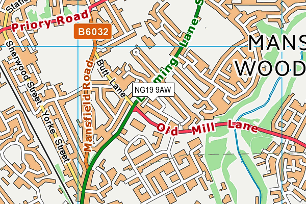 NG19 9AW map - OS VectorMap District (Ordnance Survey)