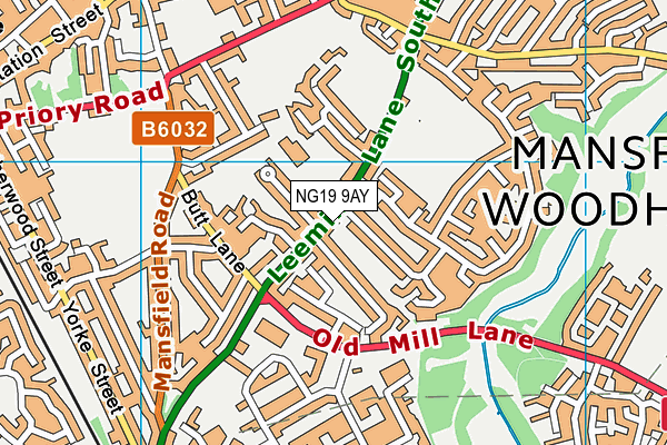 NG19 9AY map - OS VectorMap District (Ordnance Survey)