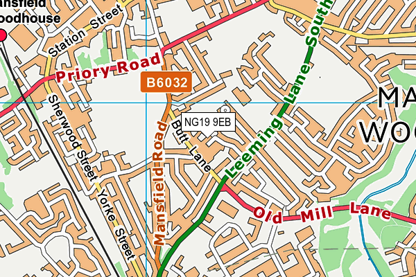 NG19 9EB map - OS VectorMap District (Ordnance Survey)