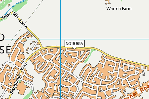 NG19 9GA map - OS VectorMap District (Ordnance Survey)