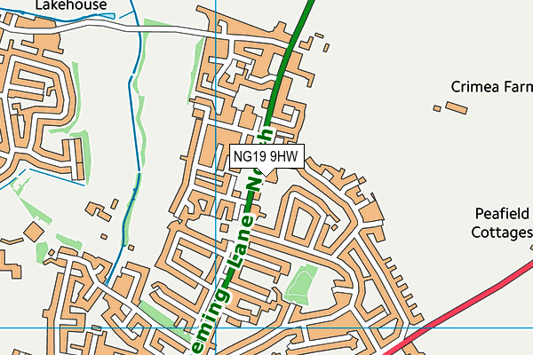 NG19 9HW map - OS VectorMap District (Ordnance Survey)