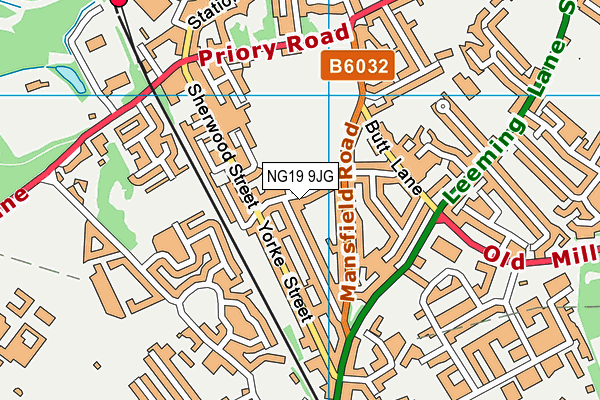 NG19 9JG map - OS VectorMap District (Ordnance Survey)