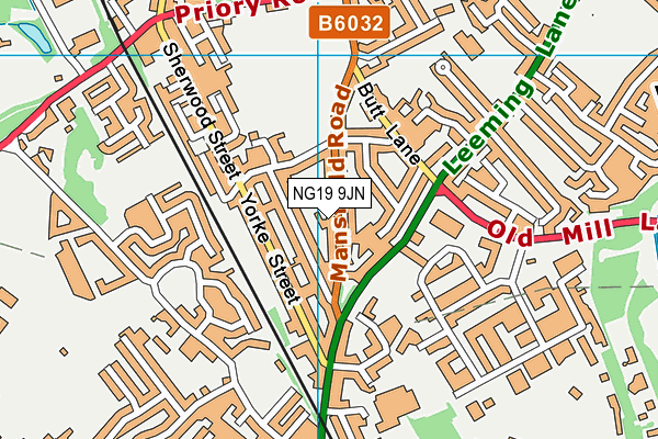 NG19 9JN map - OS VectorMap District (Ordnance Survey)