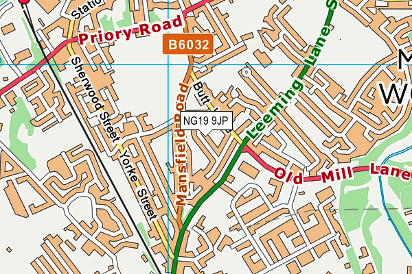 NG19 9JP map - OS VectorMap District (Ordnance Survey)