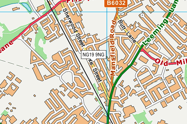 NG19 9NG map - OS VectorMap District (Ordnance Survey)