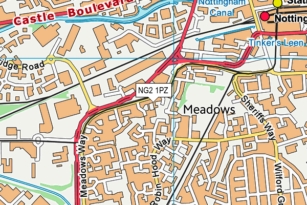 NG2 1PZ map - OS VectorMap District (Ordnance Survey)