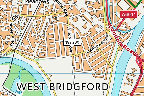 NG2 2DX map - OS VectorMap District (Ordnance Survey)