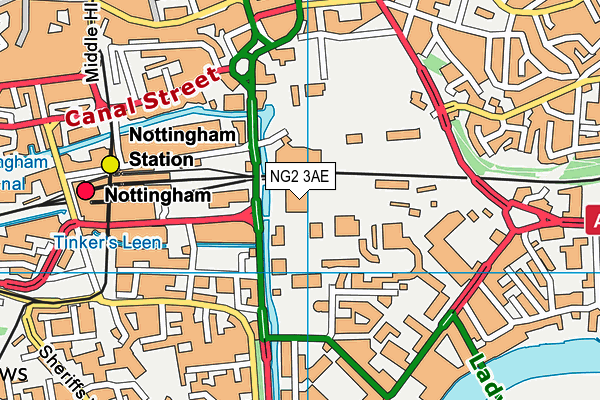 Virgin Active (Nottingham) map (NG2 3AE) - OS VectorMap District (Ordnance Survey)