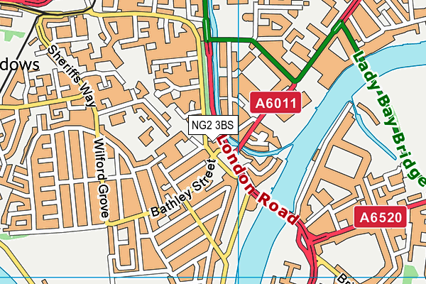 NG2 3BS map - OS VectorMap District (Ordnance Survey)