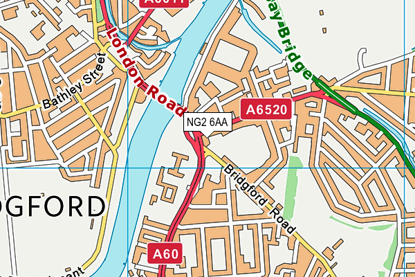 NG2 6AA map - OS VectorMap District (Ordnance Survey)