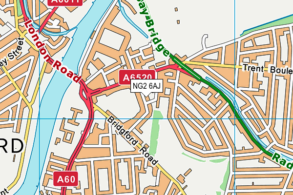 NG2 6AJ map - OS VectorMap District (Ordnance Survey)