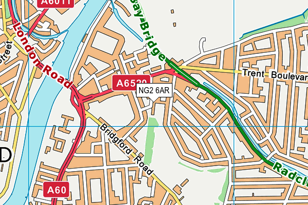 NG2 6AR map - OS VectorMap District (Ordnance Survey)