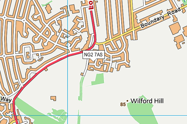 NG2 7AS map - OS VectorMap District (Ordnance Survey)