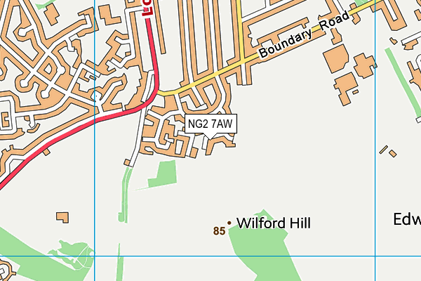 NG2 7AW map - OS VectorMap District (Ordnance Survey)